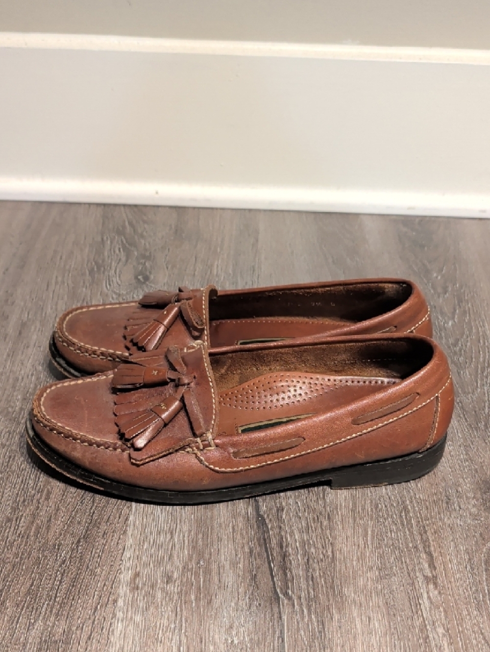 Cole Haan Brown Leather Tassel Kiltie Loafers - Picture 2 of 5